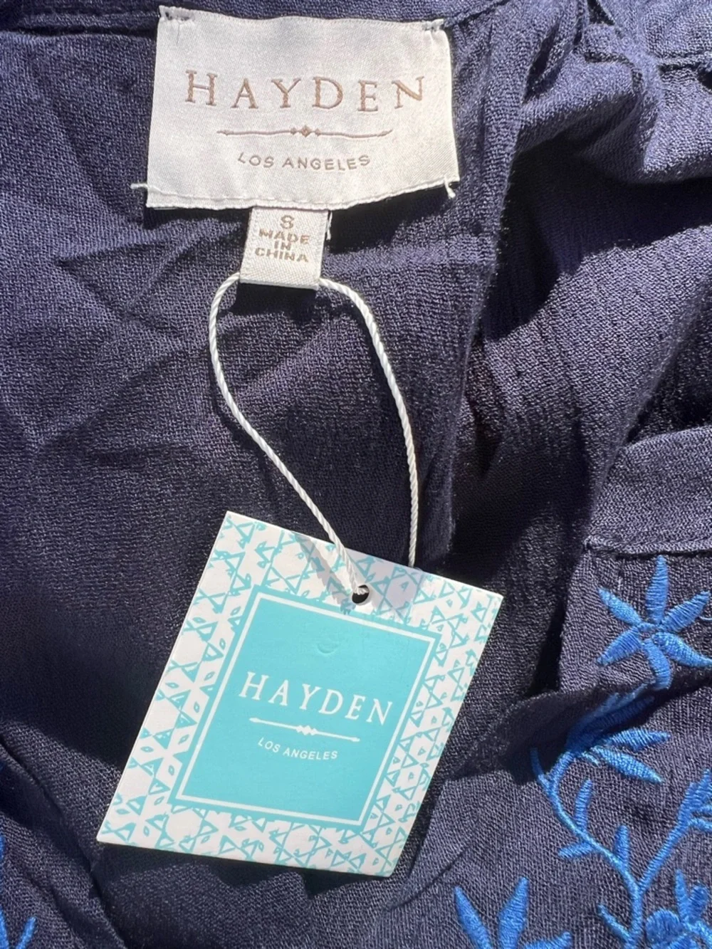 Hayden Los Angeles
Small Navy Embroidered Maxi
Dress Tie Waist Rayon Boho
NWT - Picture 5 of 8